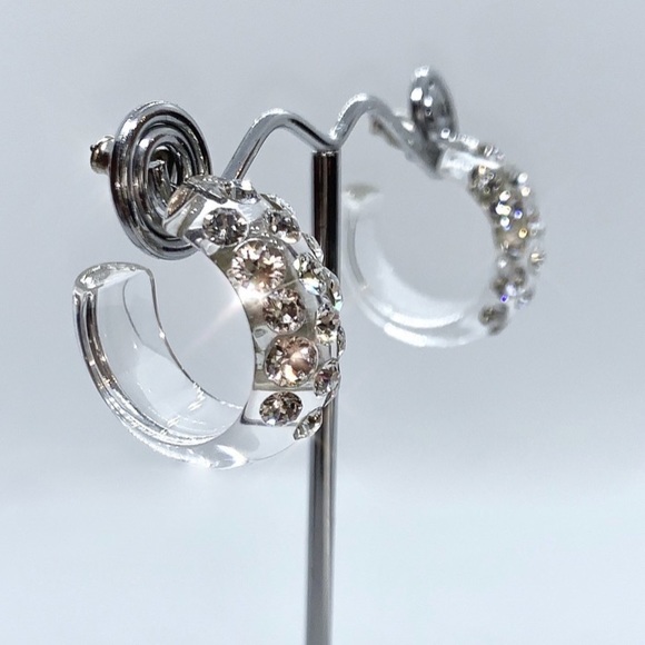 Acrylic Crystal Hoop Earrings Embellished With Genuine “Crystal Stone Elements” - Picture 6 of 8